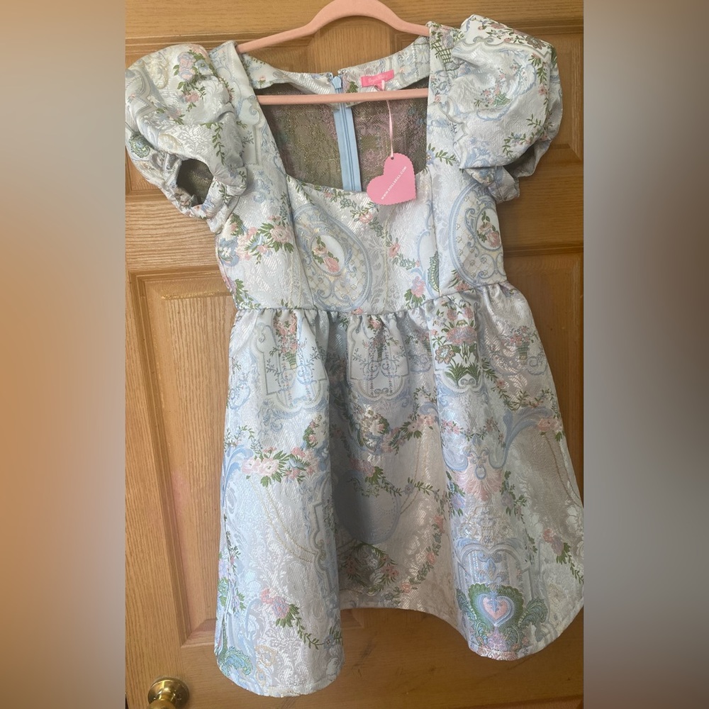 Dollz Kill Sugar Thrillz Blue Brocade If The Shoe Fits dress size large.